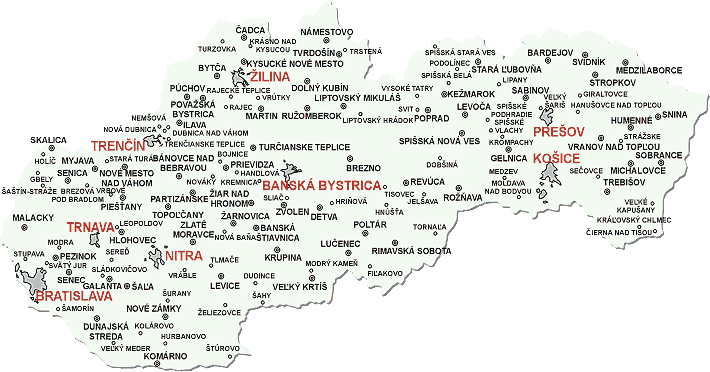 Karte Slowakei mit Cadca.